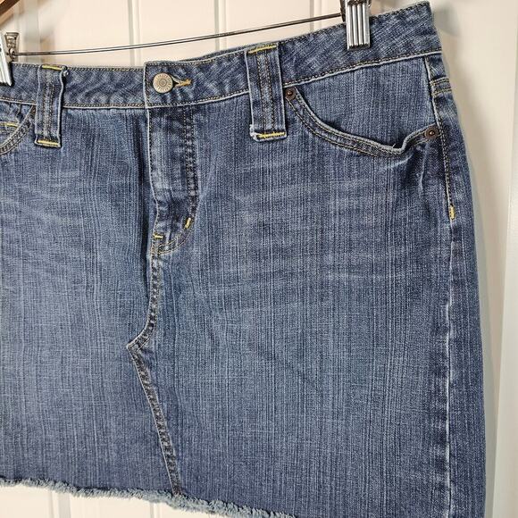 Vintage The Limited Y2K Denim Skirt Womens Size 12 Blue Stretch Micro Retro - Picture 3 of 8
